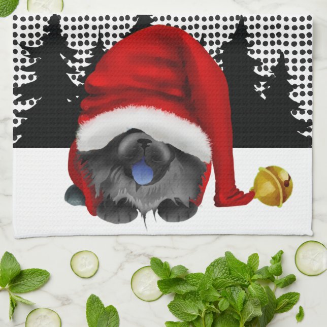 GNOME FÖR CHOWLIDAYS svart CHOW -Köksduk Kökshandduk (Vikta)