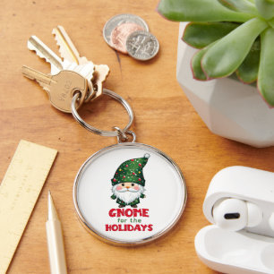 Gnome för Helgdagarna - fin och god jul Rund Silverfärgad Nyckelring
