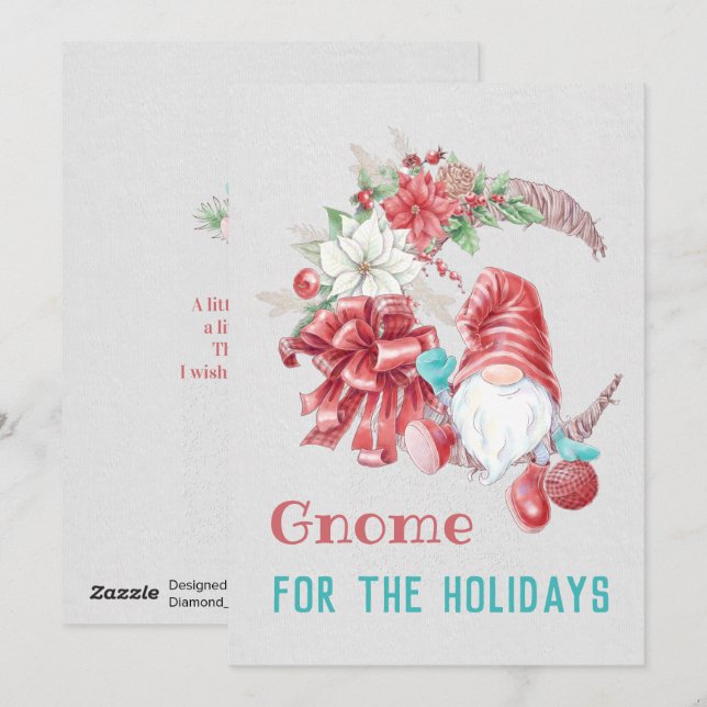 Gnome för Helgdagarna Julkort (Fram/baksida)