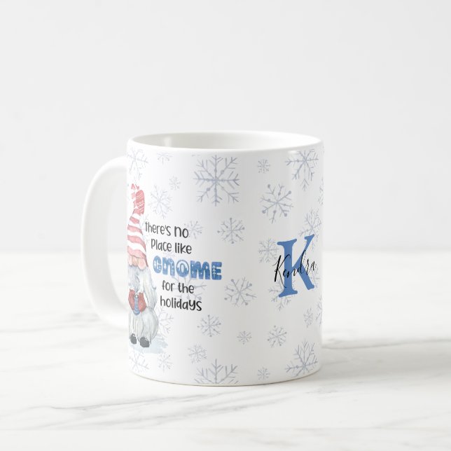 GNOME FÖR HELGDAGARNA Monogram Namn Kaffemugg (Framsida vänster)