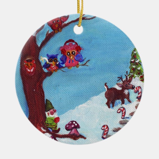 Gnome för helgdagarprydnaden julgransprydnad keramik (Framsidan)