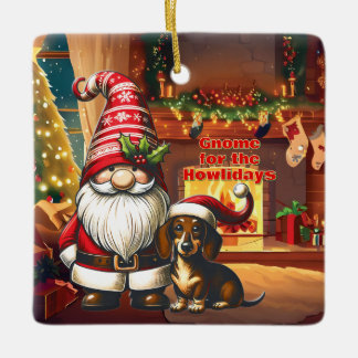 Gnome för Howlidays Dachshund Julgransprydnad Keramik