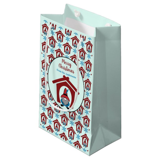 Gnome for jul Mönster Red Blue Personlig (Framsidan Vinklad)