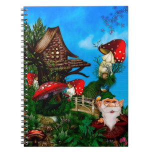 Gnome för min Garden Fantasy Art Anteckningsbok Med Spiral