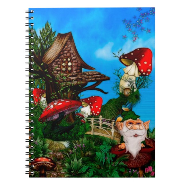 Gnome för min Garden Fantasy Art Anteckningsbok Med Spiral (Framsidan)