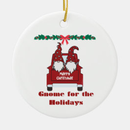 Gnome for the Holidays on a  Julgransprydnad Keramik