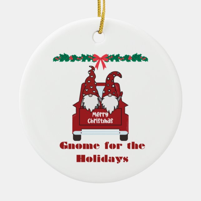 Gnome for the Holidays on a  Julgransprydnad Keramik (Framsidan)