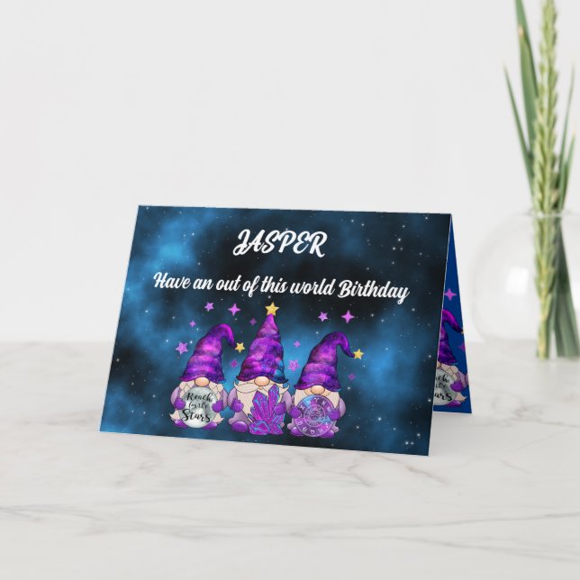 Gnome Galaxy Birthday Card Kort (Framsida)