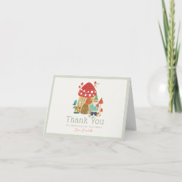 Gnome Garden Mushroom Grönt Boy Shower Tack Kort