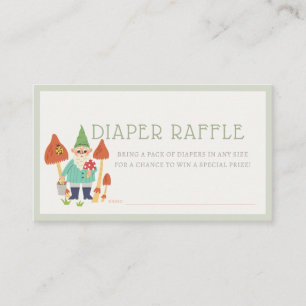 Gnome Garden Mushroom Grönt Diaper Raffle Biljett Tilläggskort