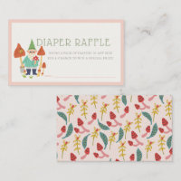 Gnome Garden Mushroom Rosa Diaper Raffle Biljett