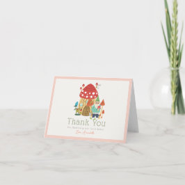 Gnome Garden Mushroom Rosa Girl Baby Shower Tack Kort