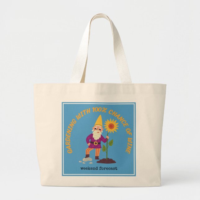Gnome Garden Tote Jumbo Tygkasse (Framsidan)