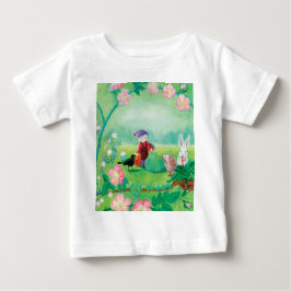 Gnome gardener, Blackbird, Hedgehog & white Rabbit T Shirt