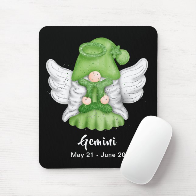 Gnome Gemini Astrology Sign Angel Mouse Pad Musmatta (Med mus)