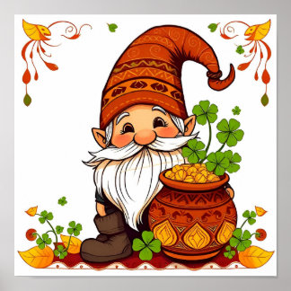 Gnome Glad St. Patricks Day Shamrock Poster