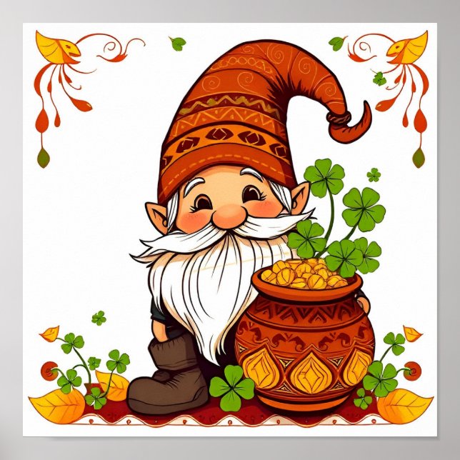  Gnome Glad St. Patricks Day Shamrock Poster (Framsidan)