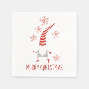 Gnome God jul och Snöflingor Pappersservett