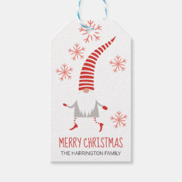 Gnome God jul och Snöflingor Presentetikett