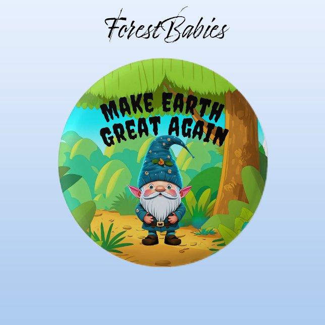 Gnome, gör jorden Underbar igen Knapp (Garden Gnome 🎍  ForestBabies Button)