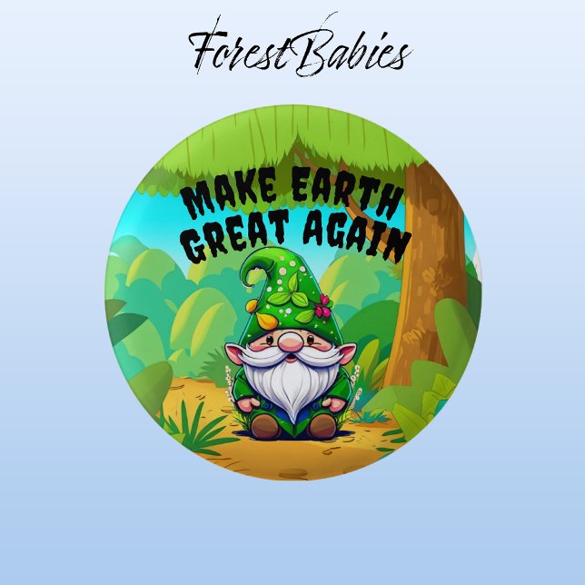 Gnome, gör jorden Underbar igen, Miljö Knapp (Garden Gnome 🌻 ForestBabies Button)