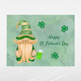 Gnome Grönt Guld Shamrock Beer St patricks day Helg Vykort