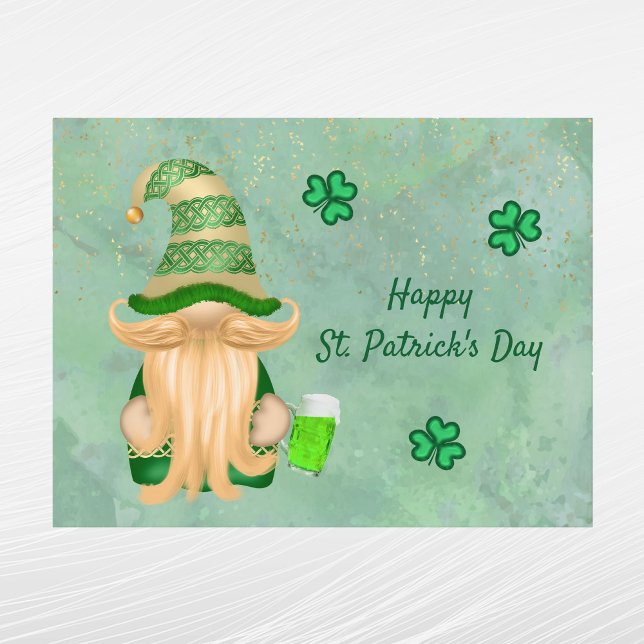 Gnome Grönt Guld Shamrock Beer St patricks day Helg Vykort (Skapare uppladdad)