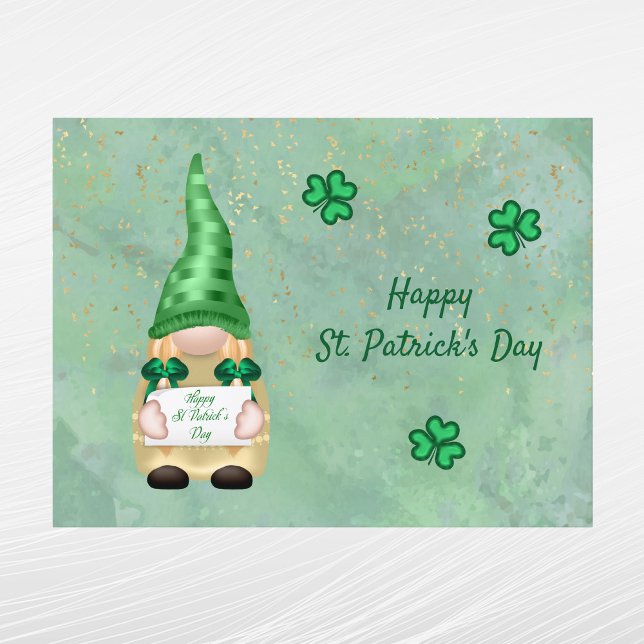 Gnome Grönt Guld Shamrock St patricks day Helg Vykort (Skapare uppladdad)