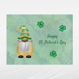 Gnome Guld Grönt Shamrock St patricks day Helg Vykort