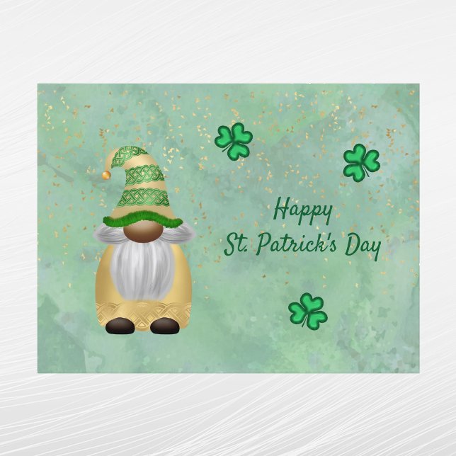 Gnome Guld Grönt Shamrock St patricks day Helg Vykort (Skapare uppladdad)