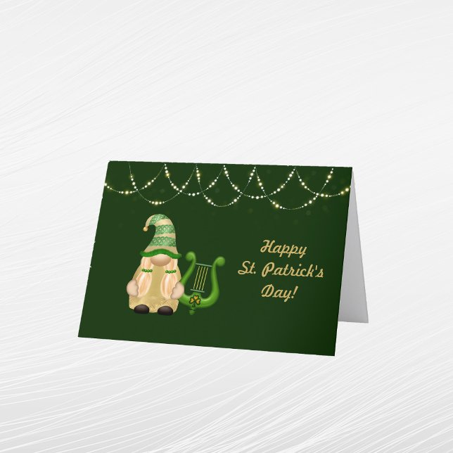 Gnome Guld Ljus Harp St patricks day Helgkort (Skapare uppladdad)