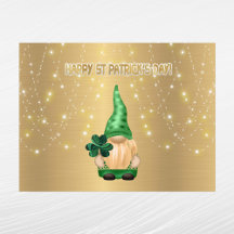 Gnome Guld Ljus Shamrock St patricks day