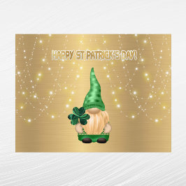 Gnome Guld Ljus Shamrock St patricks day Helg Vykort