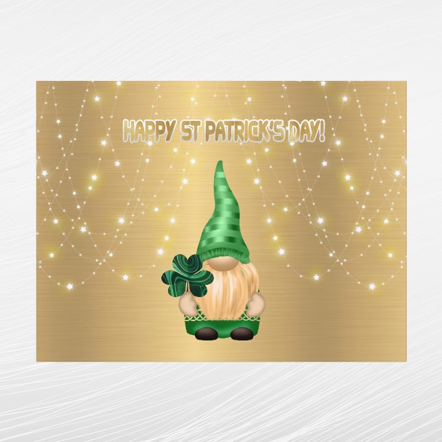 Gnome Guld Ljus Shamrock St patricks day Helg Vykort (Skapare uppladdad)