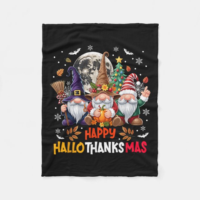 Gnome Hallothanksmas Halloween Thanksgiving Christ Fleecefilt (Framsidan)