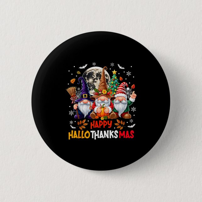Gnome Hallothanksmas Halloween Thanksgiving Christ Knapp (Framsida)