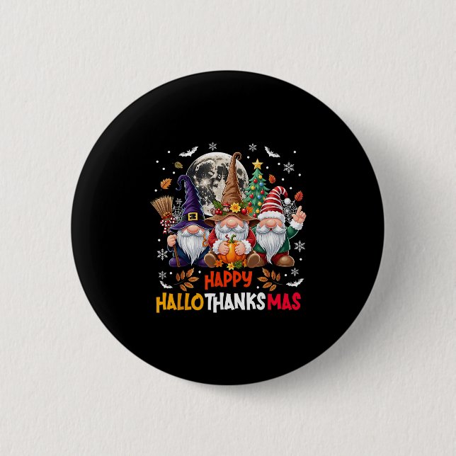 Gnome Hallothanksmas Halloween Thanksgiving Christ Knapp (Framsida)
