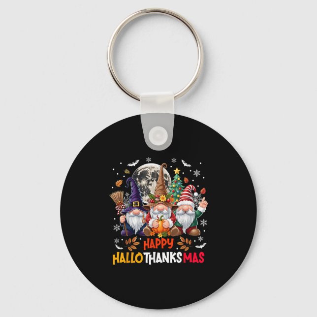 Gnome Hallothanksmas Halloween Thanksgiving Christ Nyckelring (Framsida)