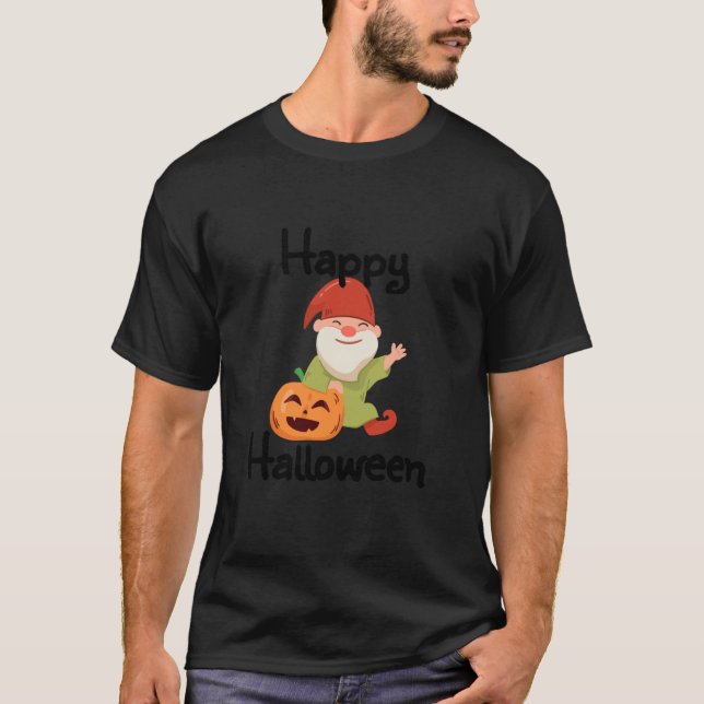 Gnome Happy Halloween  T Shirt (Framsida)
