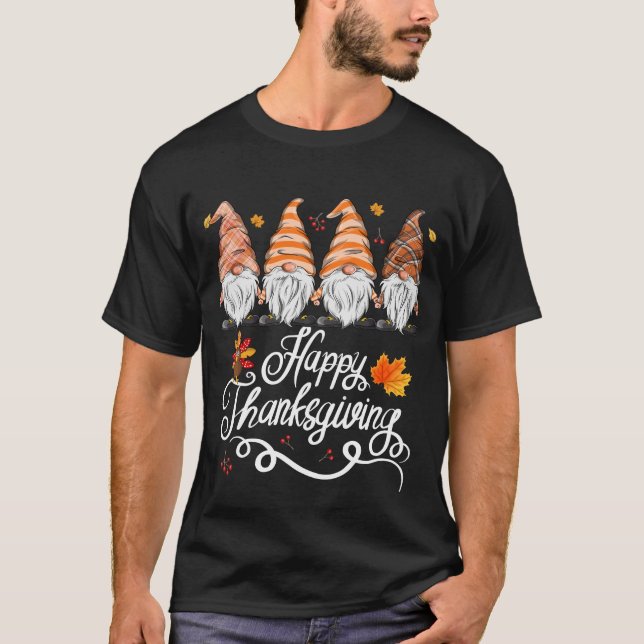Gnome Happy thanksgiving höstfälla T Shirt (Framsida)