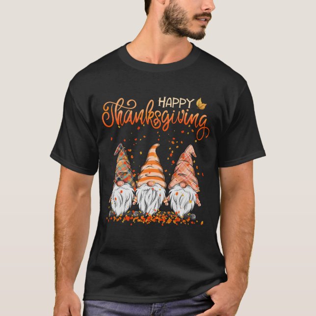 Gnome Happy thanksgiving höstfällor T Shirt (Framsida)