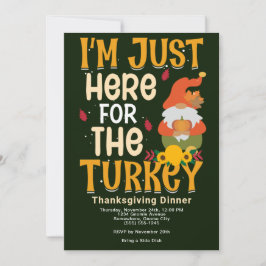 Gnome här för Turkiets Thanksgiving Middag Inbjuda Julkort