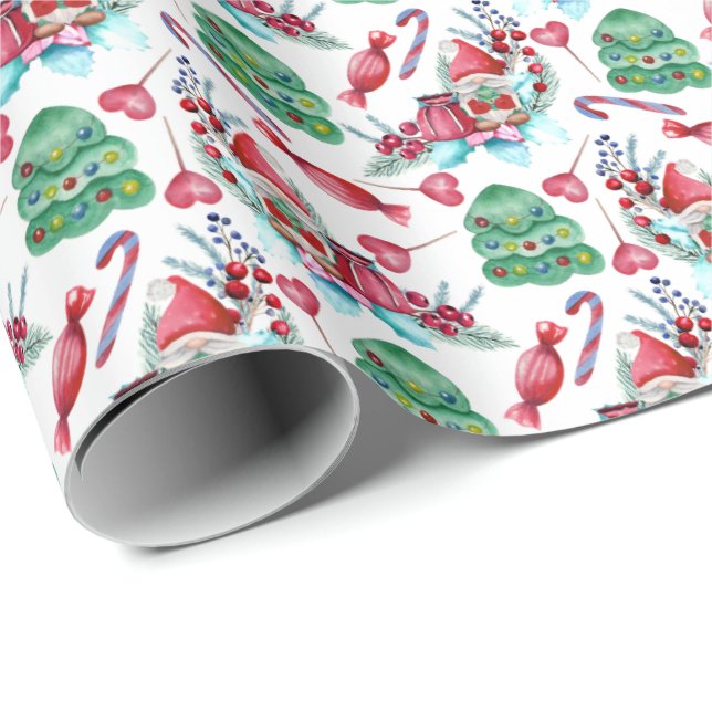 Gnome Helgdag Joy Jul Wrapping Papprare Presentpapper (Rullad Hörn)