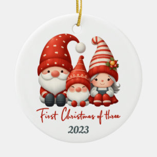 Gnome-Helgdagarna: Första jul på tre prydnadsförem Julgransprydnad Keramik