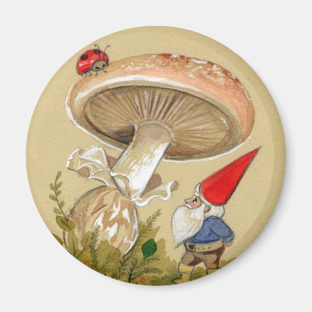 Gnome hittar en Ladybug och ett svamprum Magnet (Framsidan)