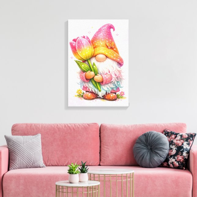 Gnome holding a tulip  canvastryck (Insitu (Vardagsrum))