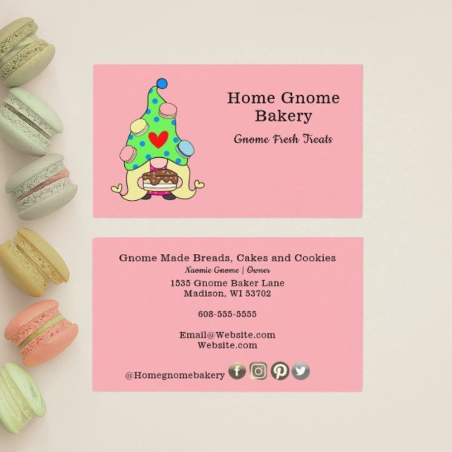 Gnome Hometown Bakery Pastry Cakes & Sweet Rosa Visitkort (Skapare uppladdad)