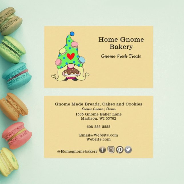 Gnome Hometown Bakery Pastry Cakes Sweet Trets Visitkort (Skapare uppladdad)