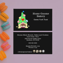 Gnome Hometown Bakery Pastry Cakes & Treats Black Visitkort