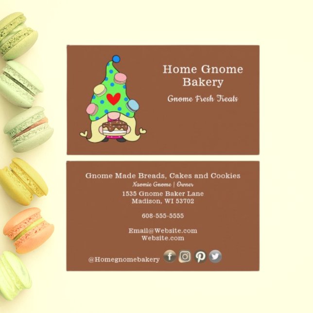 Gnome Hometown Bakery Pastry Cakes & Treats Brown Visitkort (Skapare uppladdad)